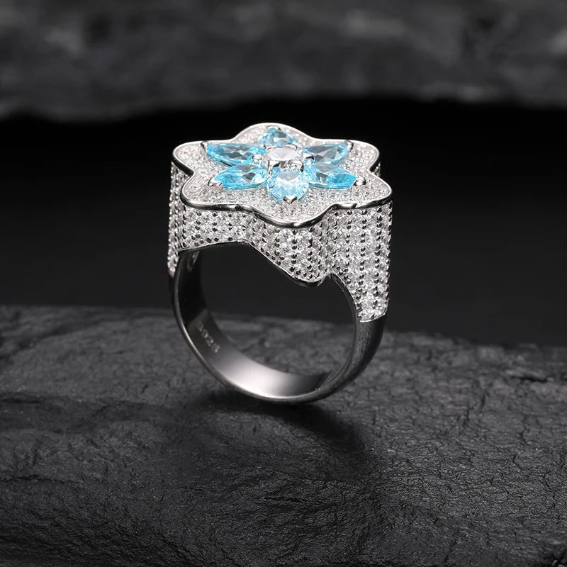 Blue Star Moissanite Ring
