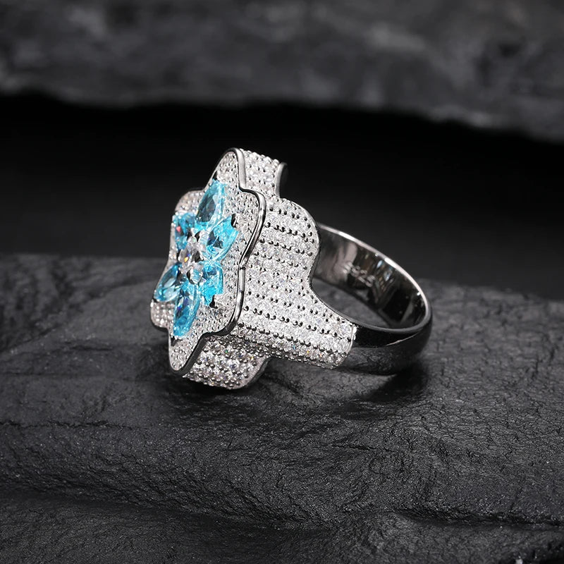Blue Star Moissanite Ring